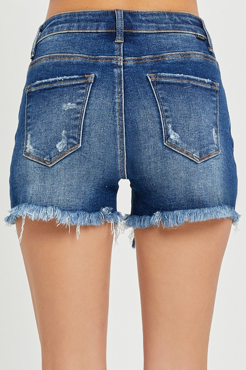 RISEN Full Size High Rise Distressed Denim Shorts-Teresa&#39;s Fashionista LLC