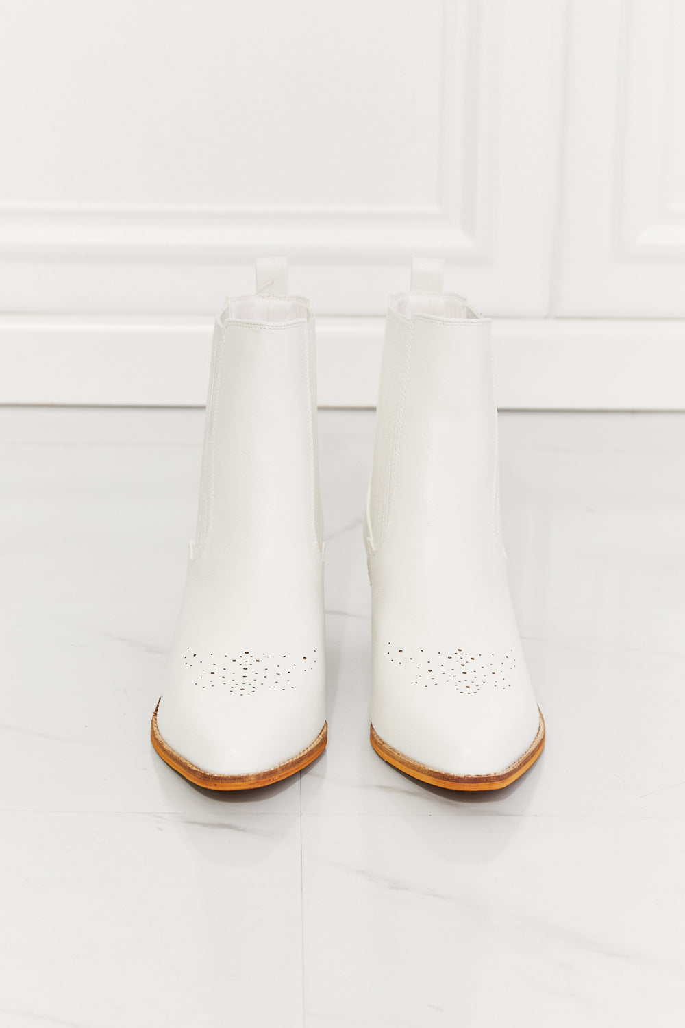 MMShoes Love the Journey Stacked Heel Chelsea Boot in White-Teresa&#39;s Fashionista LLC