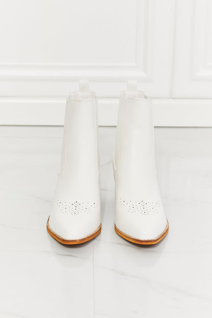 MMShoes Love the Journey Stacked Heel Chelsea Boot in White-Teresa&#39;s Fashionista LLC