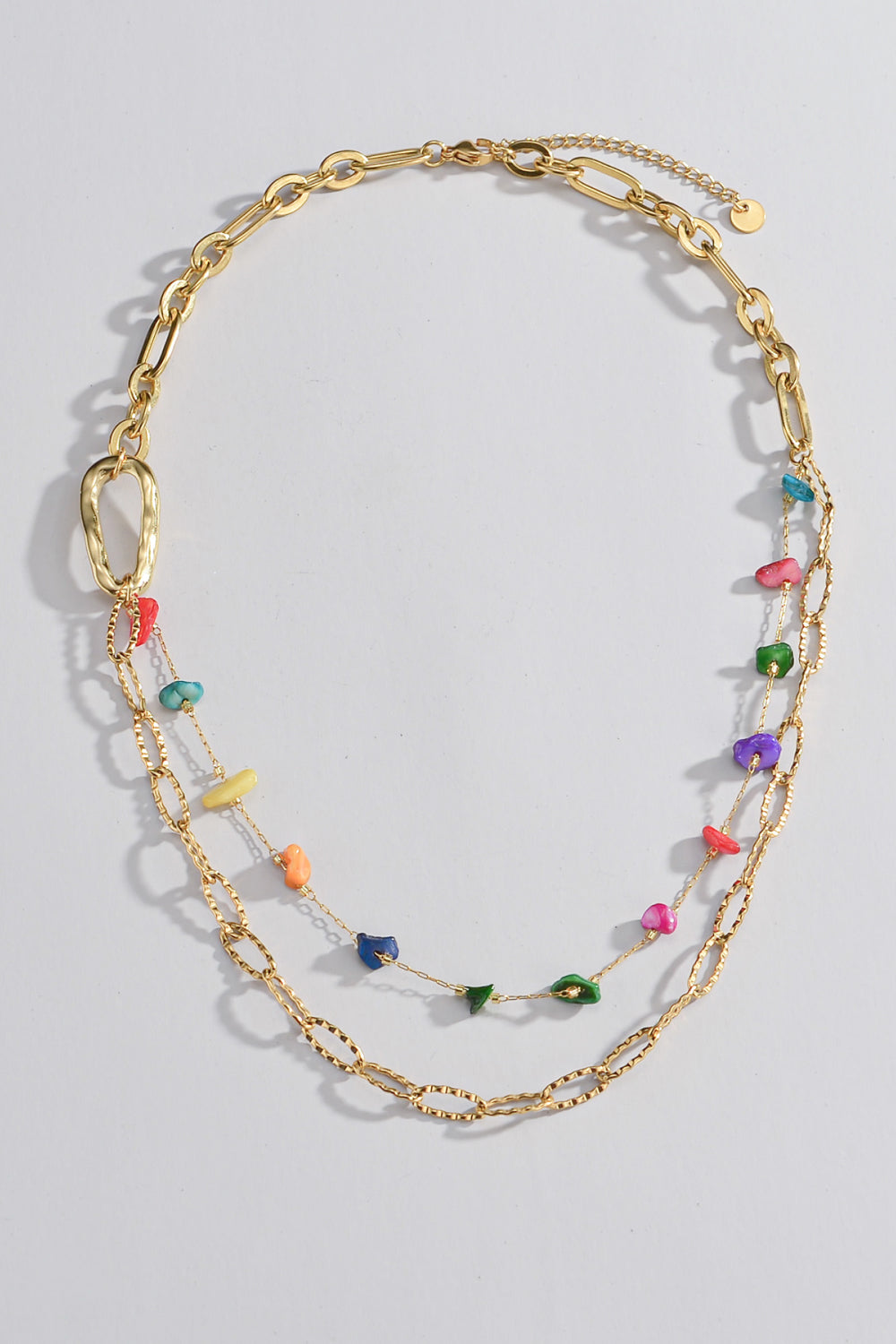 Multicolored Stone Double-Layered Necklace-Teresa&#39;s Fashionista LLC