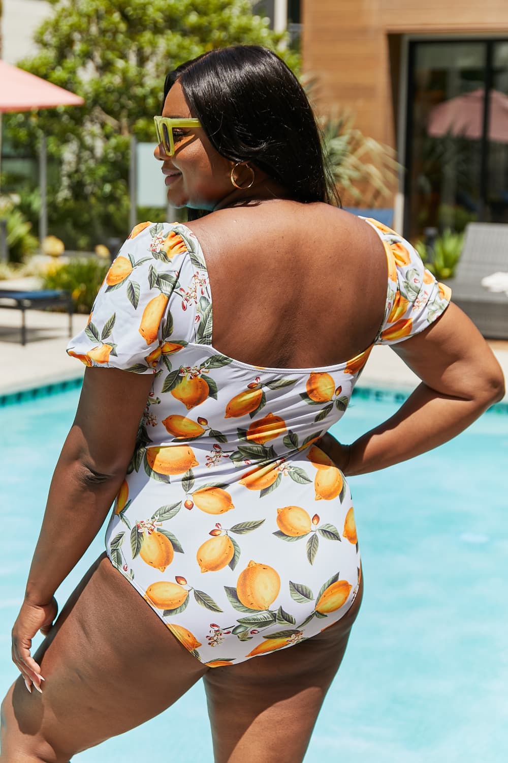 Marina West Swim Salty Air Puff Sleeve One-Piece in Citrus Orange-Teresa&#39;s Fashionista LLC