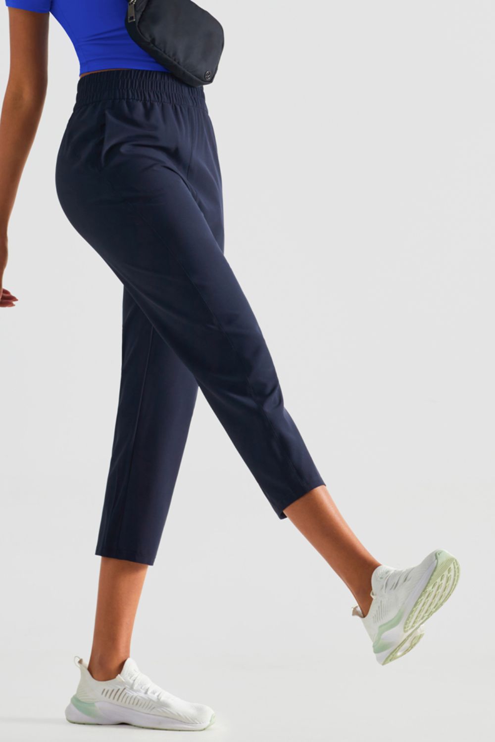 Elastic Waist Cropped Sports Pants-Teresa&#39;s Fashionista LLC