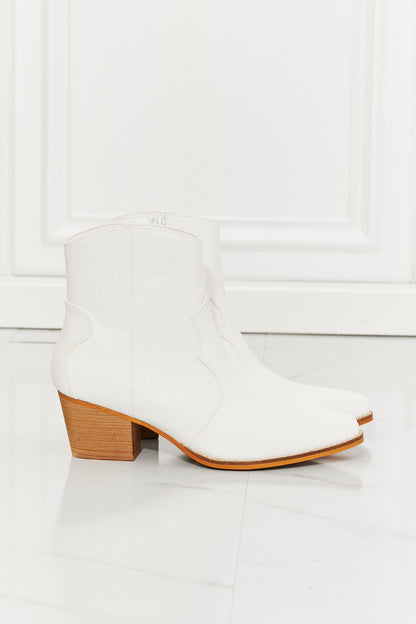 MMShoes Watertower Town Faux Leather Western Ankle Boots in White-Teresa&#39;s Fashionista LLC