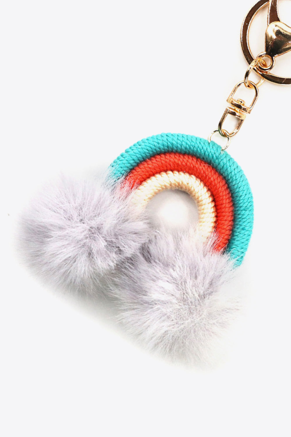 Assorted 4-Pack Rainbow Pom Pom Keychain-Teresa&#39;s Fashionista LLC