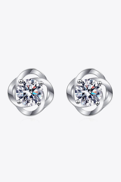 It's Your Day Moissanite Rhodium-Plated Stud Earrings-Teresa&#39;s Fashionista LLC