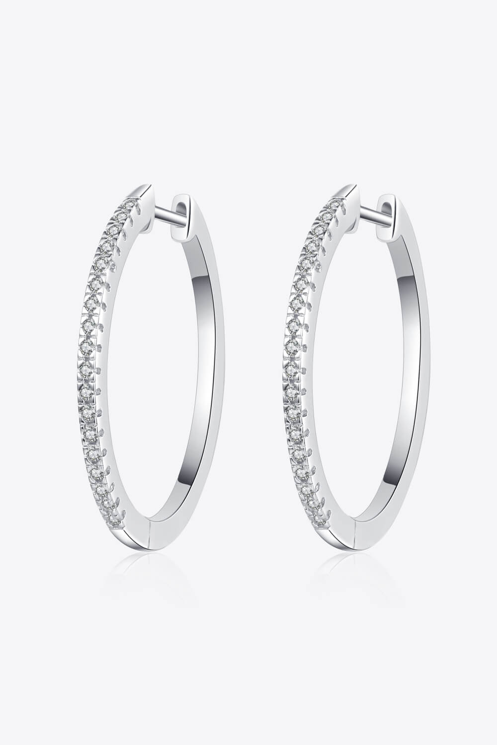 Rhodium-Plated Moissanite Hoop Earrings-Teresa&#39;s Fashionista LLC