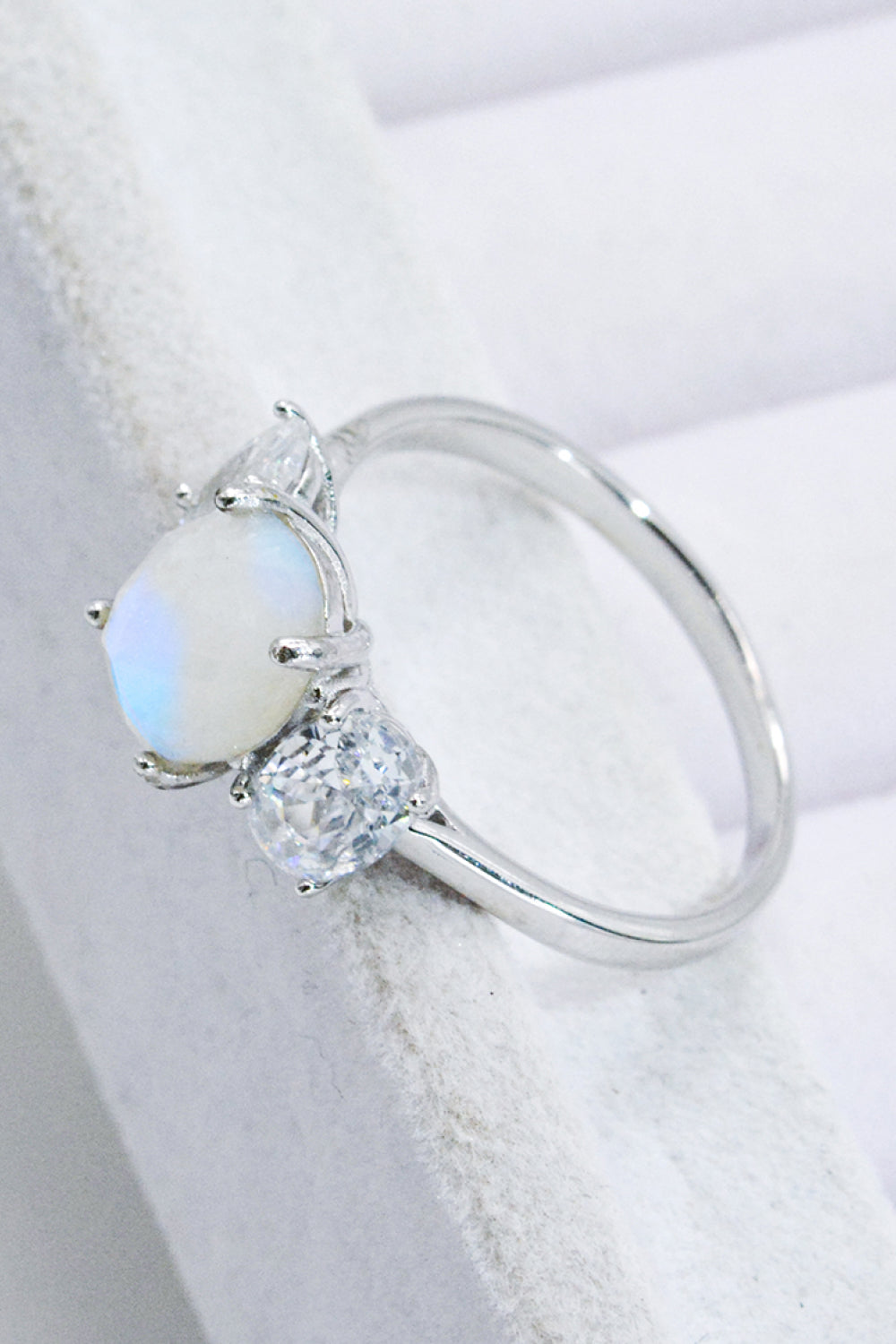 Natural Moonstone and Zircon Ring-Teresa&#39;s Fashionista LLC