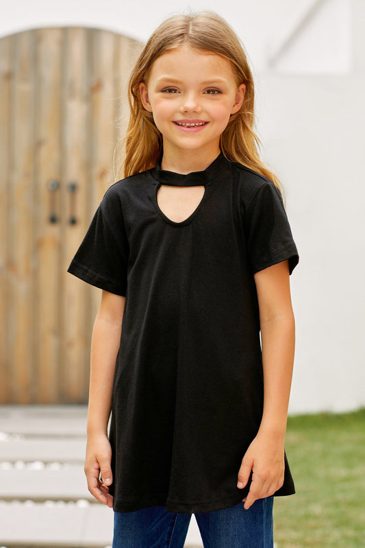 Girls Cutout Short Sleeve T-Shirt-Teresa&#39;s Fashionista LLC