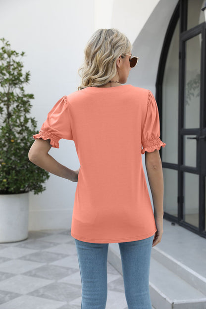 Square Neck Flounce Sleeve Top-Teresa&#39;s Fashionista LLC