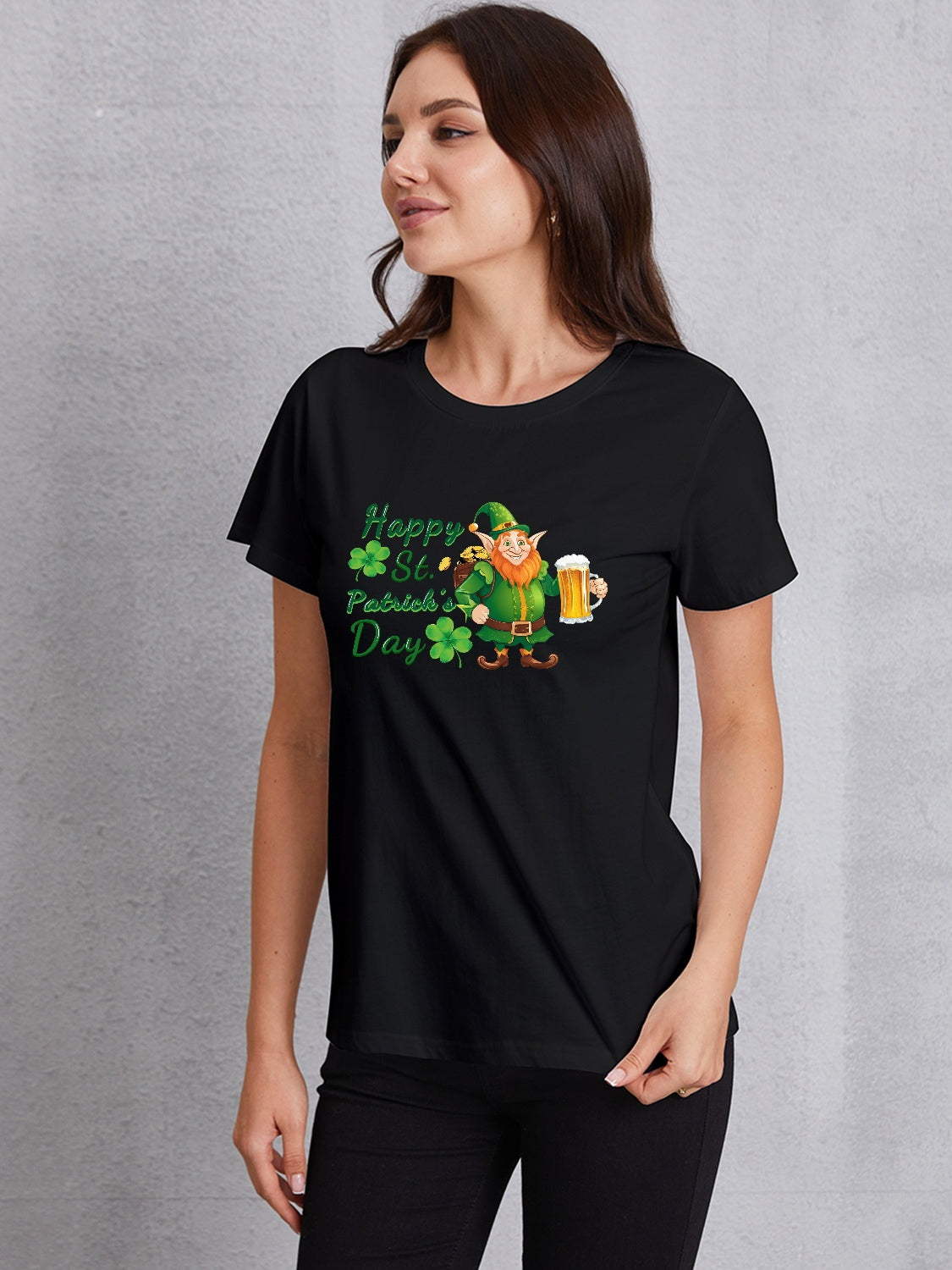 HAPPY ST. PATRICK'S DAY Round Neck T-Shirt-Teresa&#39;s Fashionista LLC