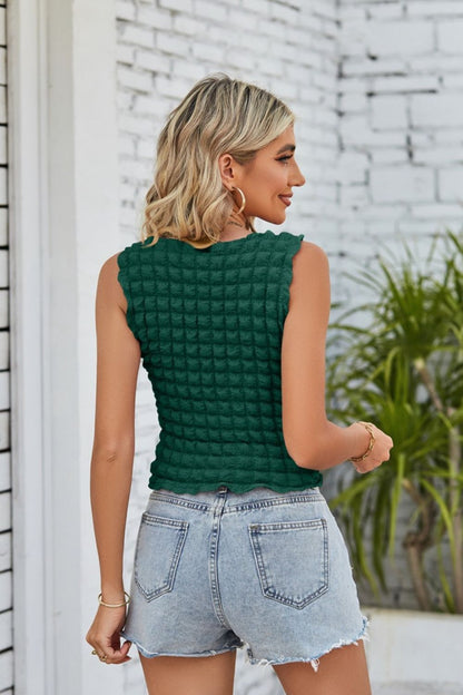 Textured Round Neck Tank-Teresa&#39;s Fashionista LLC