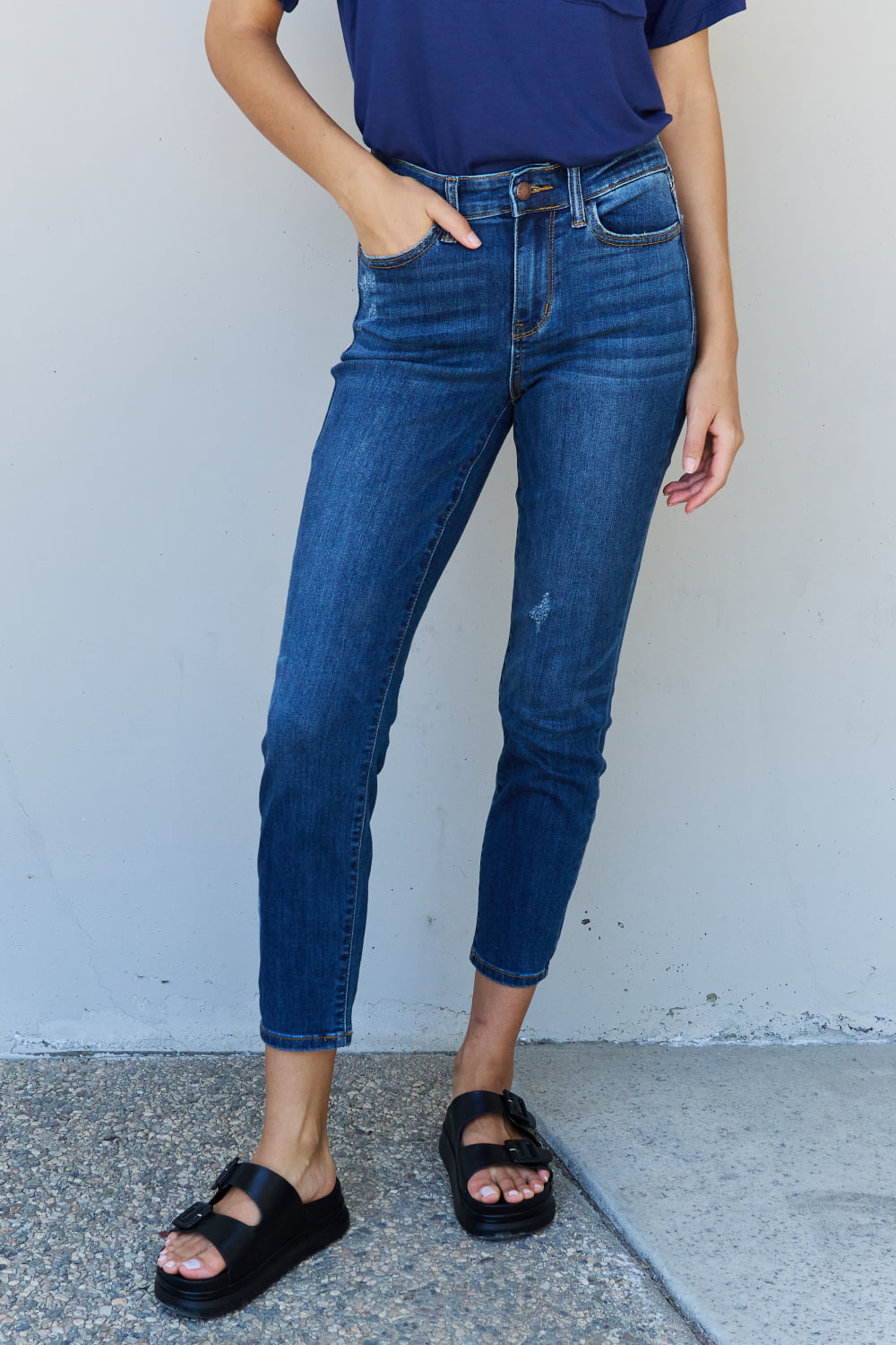 Judy Blue Aila Short Full Size Mid Rise Cropped Relax Fit Jeans-Teresa&#39;s Fashionista LLC