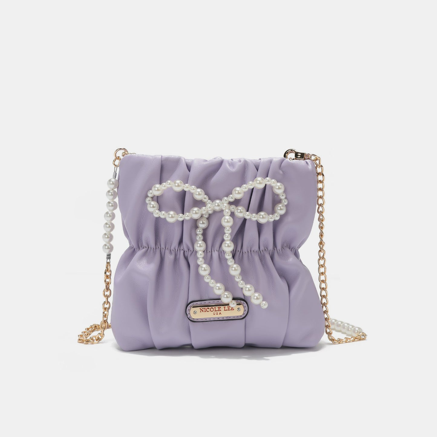 Nicole Lee USA Pearl Bow Chain Strap Purse-Teresa&#39;s Fashionista LLC