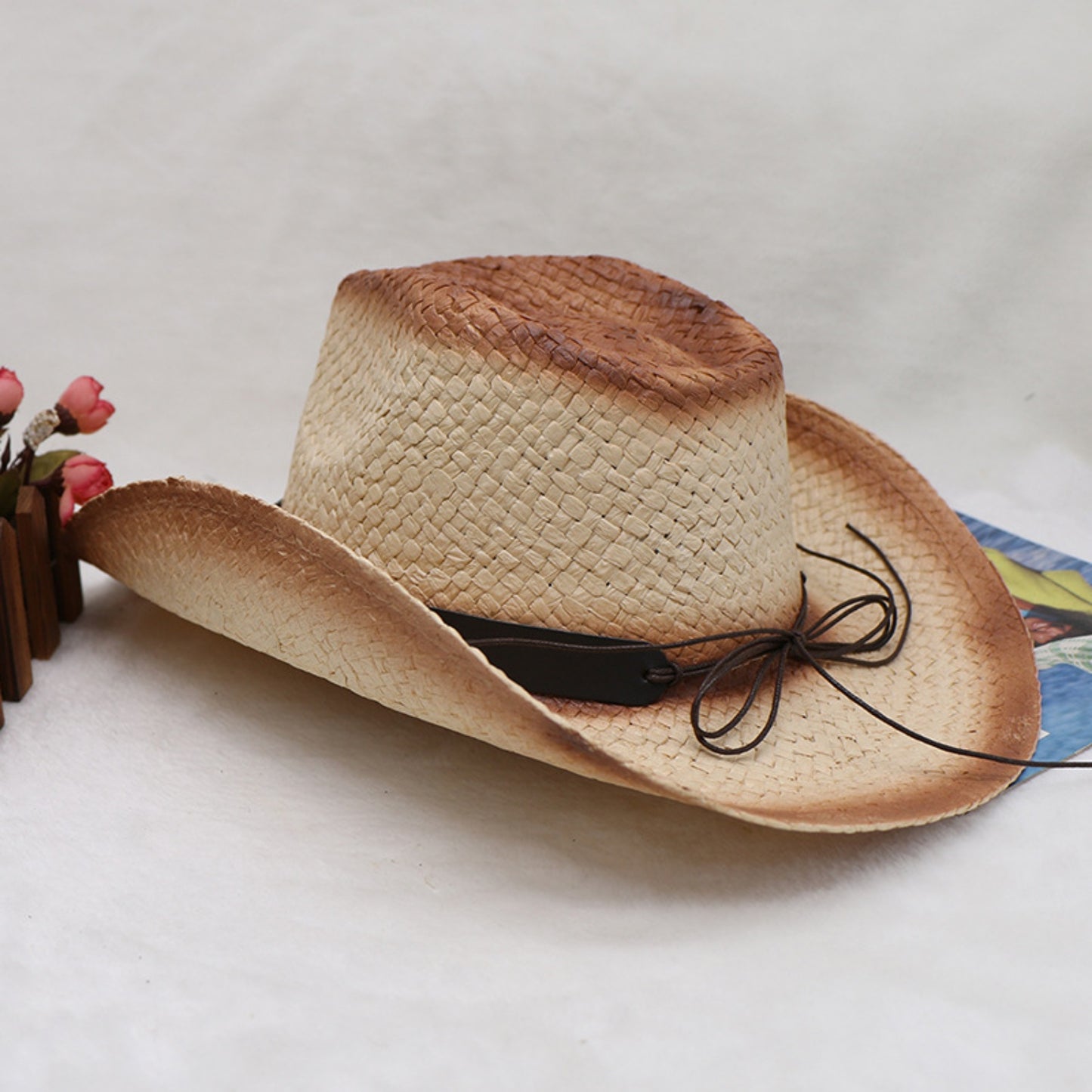 Papyrus Wide Brim Cowboy Hat-Teresa&#39;s Fashionista LLC