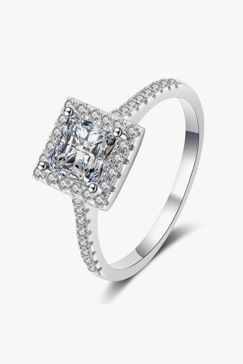 Sterling Silver Square Moissanite Ring-Teresa&#39;s Fashionista LLC