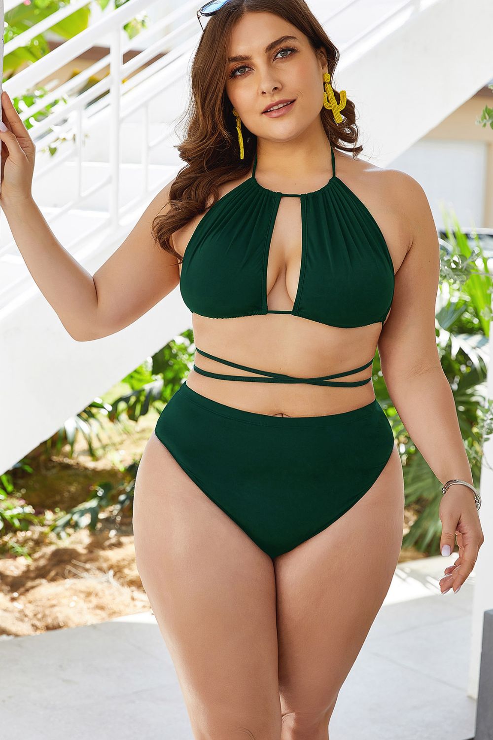 Plus Size Cutout Tied Backless Bikini Set-Teresa&#39;s Fashionista LLC