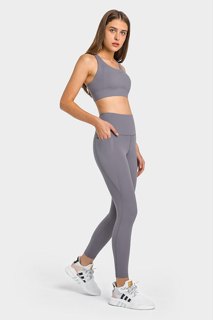 High Waist Ankle-Length Yoga Leggings with Pockets-Teresa&#39;s Fashionista LLC