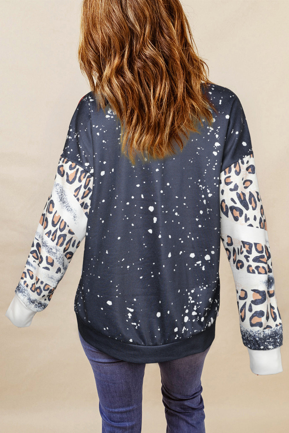 Mixed Print Drop Shoulder Sweatshirt-Teresa&#39;s Fashionista LLC