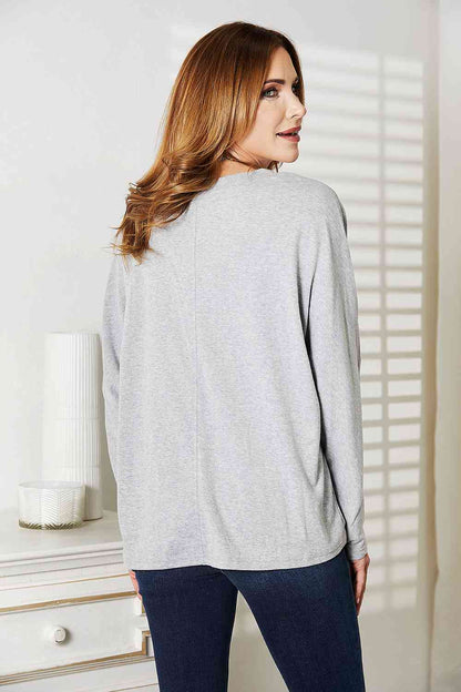 Double Take Seam Detail Round Neck Long Sleeve Top-Teresa&#39;s Fashionista LLC