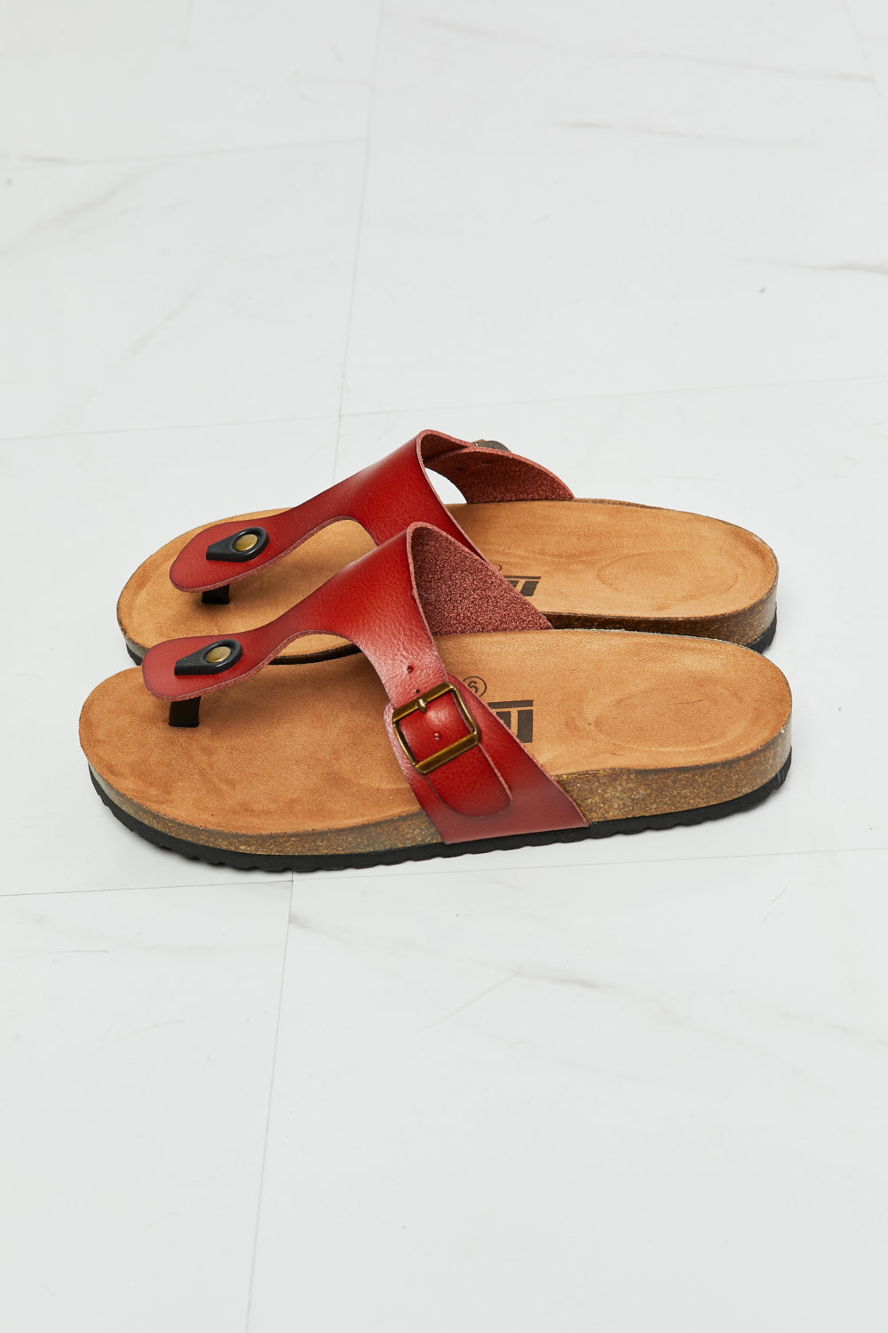 MMShoes Drift Away T-Strap Flip-Flop in Red-Teresa&#39;s Fashionista LLC