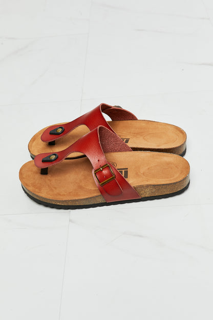 MMShoes Drift Away T-Strap Flip-Flop in Red-Teresa&#39;s Fashionista LLC