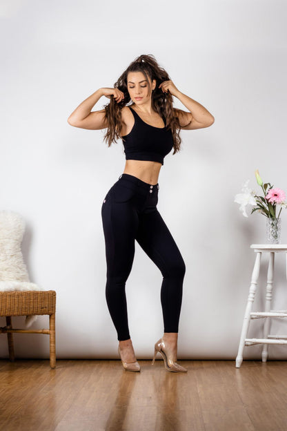 Full Size Contrast Detail Buttoned Leggings-Teresa&#39;s Fashionista LLC