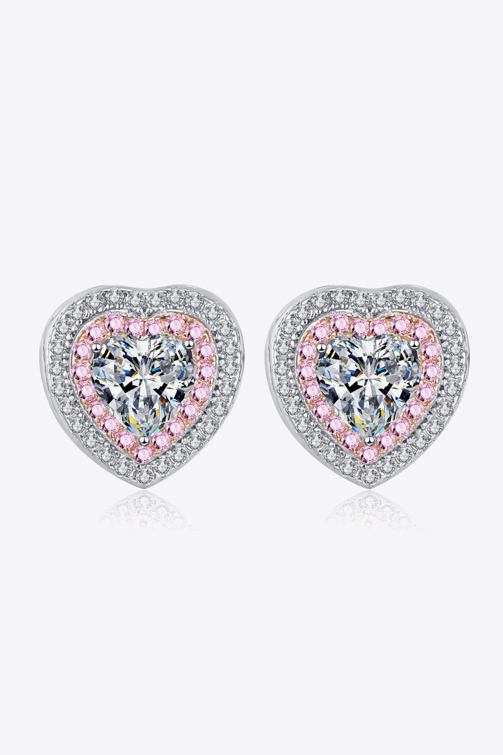 Moissanite Heart-Shaped Stud Earrings-Teresa&#39;s Fashionista LLC