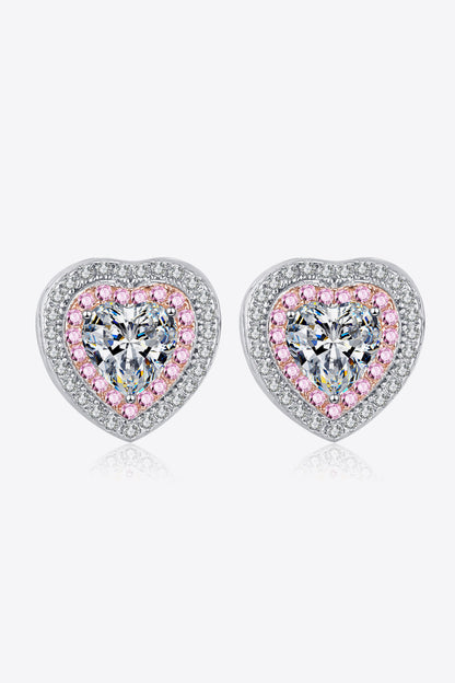 Moissanite Heart-Shaped Stud Earrings-Teresa&#39;s Fashionista LLC