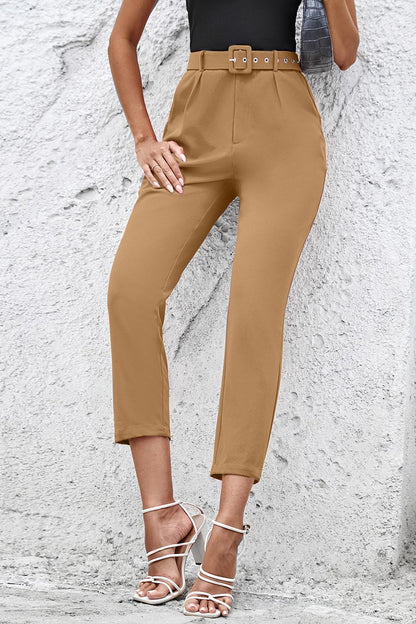 Straight Leg Cropped Pants with Pockets-Teresa&#39;s Fashionista LLC