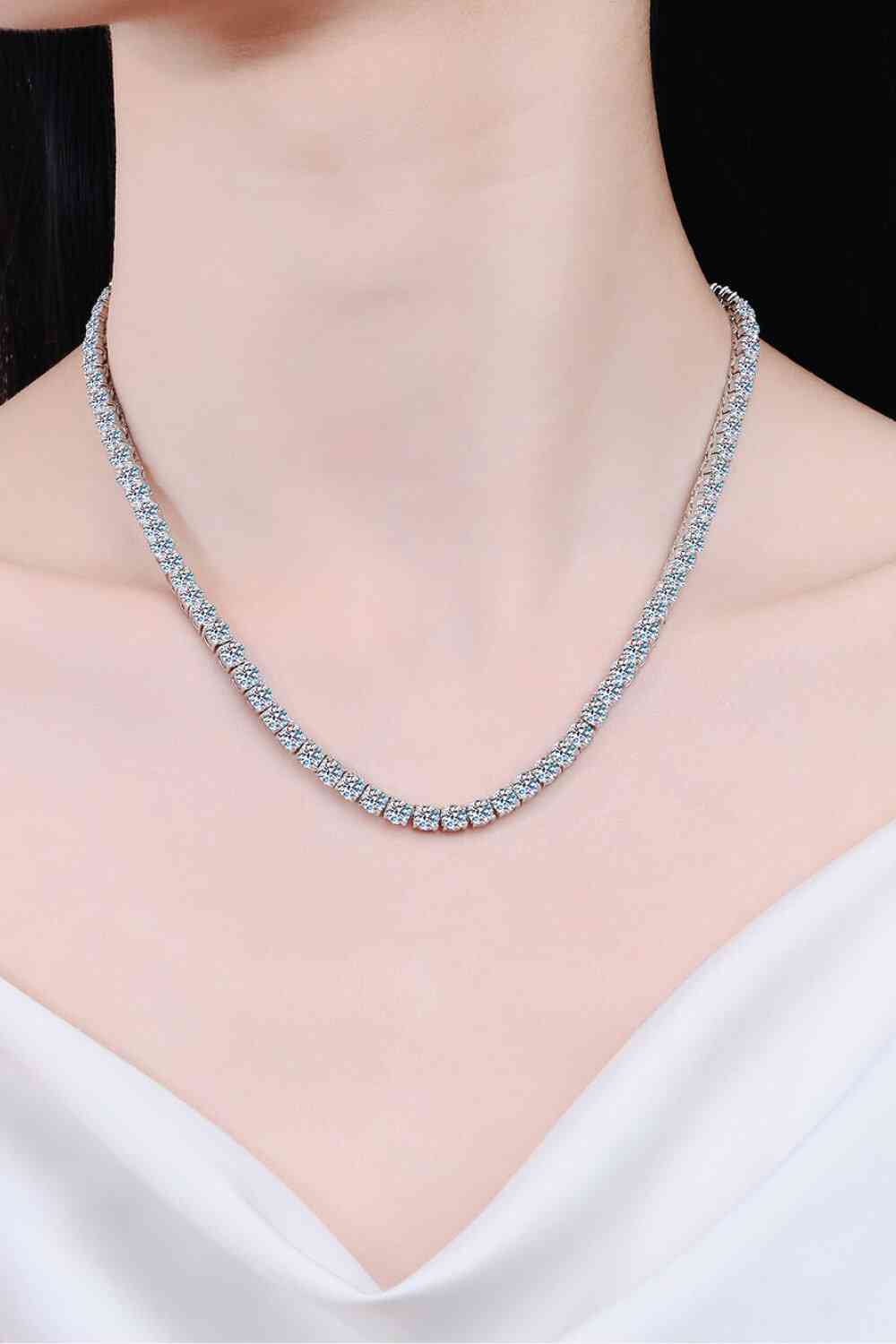 Moissanite Rhodium-Plated Necklace-Teresa&#39;s Fashionista LLC