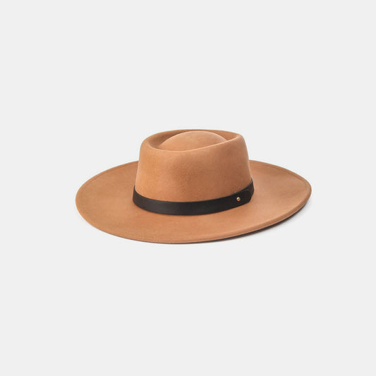 Fame Flat Brim Strap Pork Pie Hat-Teresa&#39;s Fashionista LLC