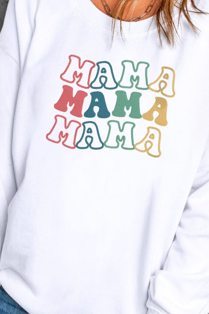 MAMA Graphic Round Neck Drop Shoulder Sweatshirt-Teresa&#39;s Fashionista LLC