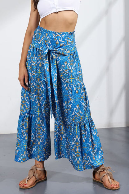 Printed Tie-Front Culottes-Teresa&#39;s Fashionista LLC