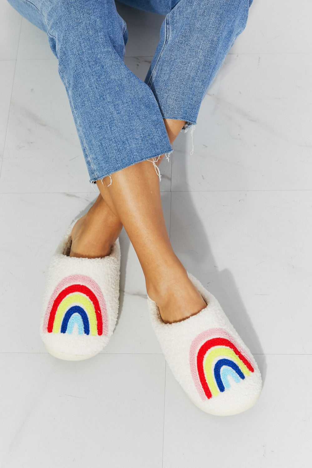 MMShoes Rainbow Plush Slipper-Teresa&#39;s Fashionista LLC