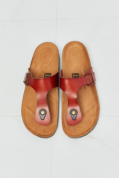 MMShoes Drift Away T-Strap Flip-Flop in Red-Teresa&#39;s Fashionista LLC