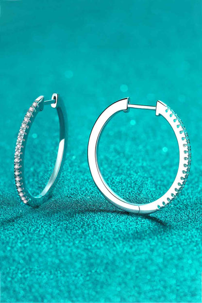 Rhodium-Plated Moissanite Hoop Earrings-Teresa&#39;s Fashionista LLC