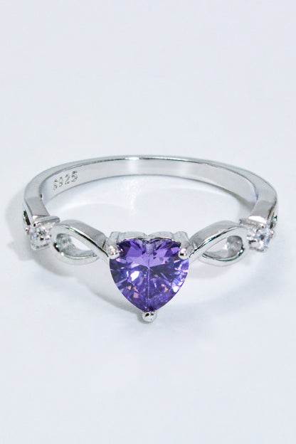 Crystal Heart 925 Sterling Silver Ring-Teresa&#39;s Fashionista LLC