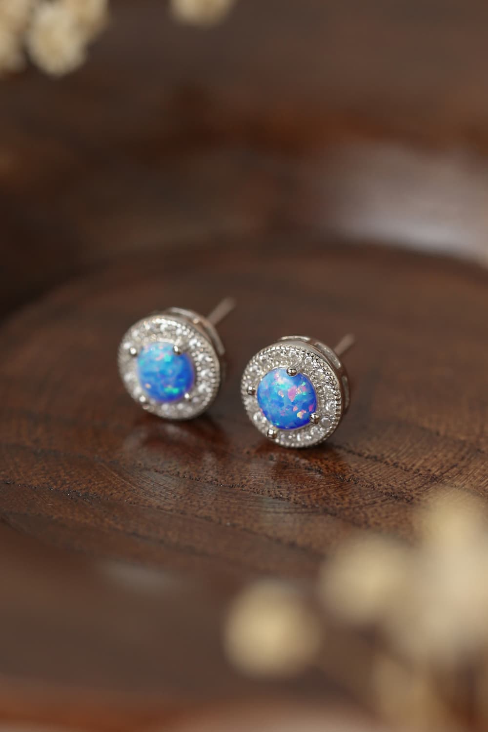 Opal 4-Prong Round Stud Earrings-Teresa&#39;s Fashionista LLC