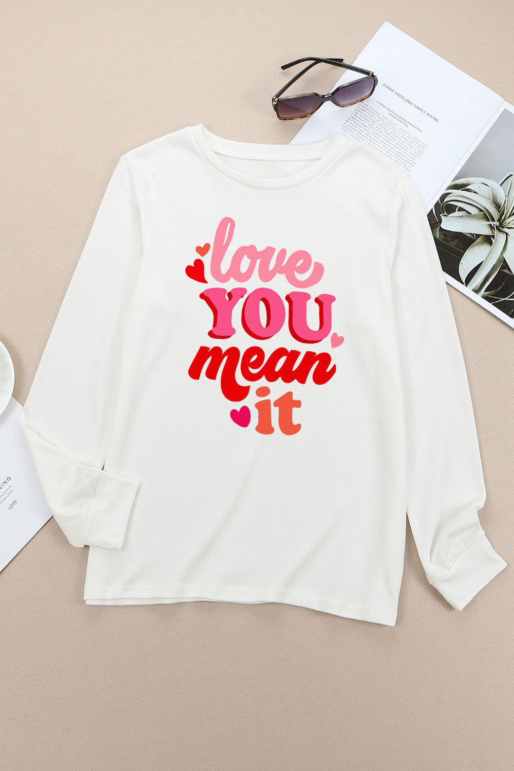 LOVE YOU MEAN IT Crewneck Long Sleeve Sweatshirt-Teresa&#39;s Fashionista LLC