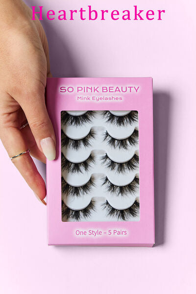 SO PINK BEAUTY Mink Eyelashes 5 Pairs-Teresa&#39;s Fashionista LLC