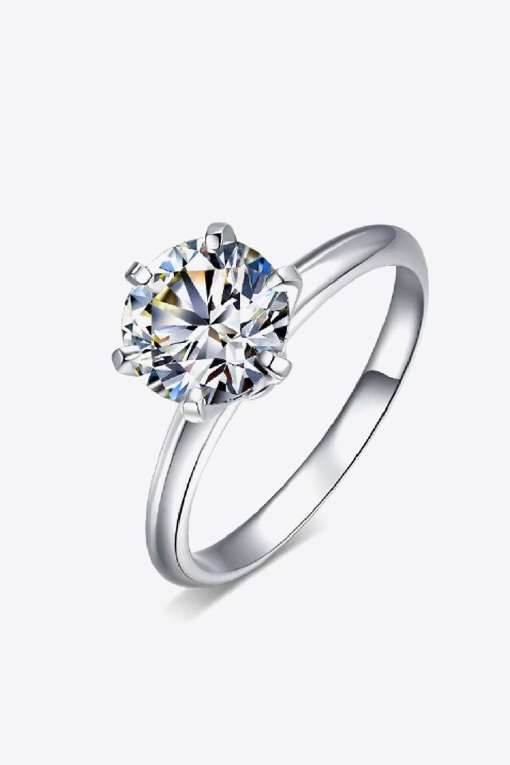 925 Sterling Silver 3 Carat Moissanite 6-Prong Ring-Teresa&#39;s Fashionista LLC