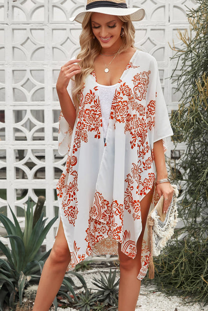 Floral Side Slit Cover Up-Teresa&#39;s Fashionista LLC