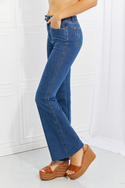 Judy Blue Ava Full Size Cool Denim Tummy Control Flare-Teresa&#39;s Fashionista LLC