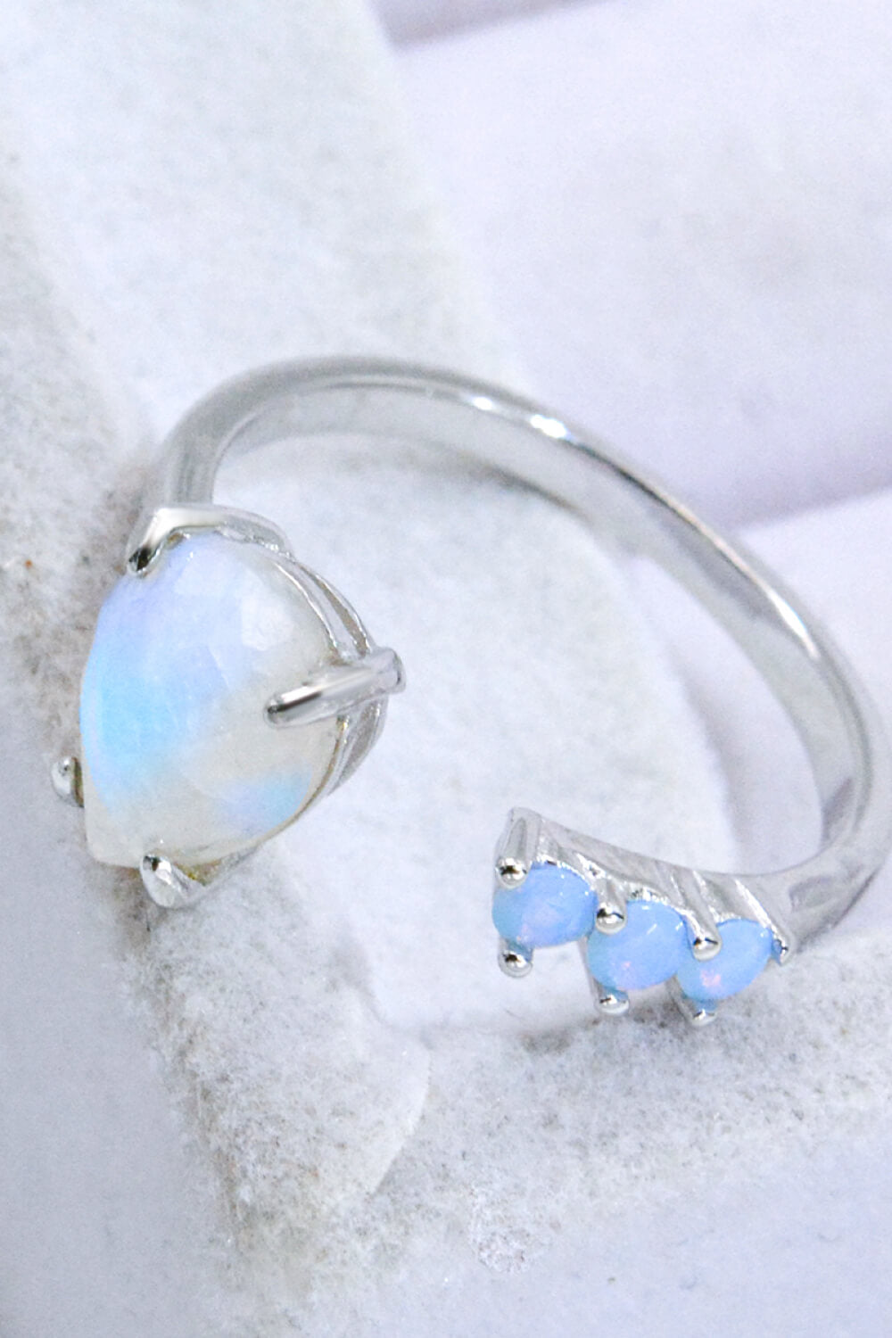 18K Rose Gold-Plated Moonstone Open Ring-Teresa&#39;s Fashionista LLC