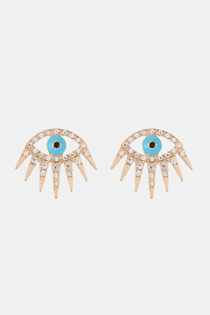 Evil Eye Rhinestone Dangle Earrings-Teresa&#39;s Fashionista LLC