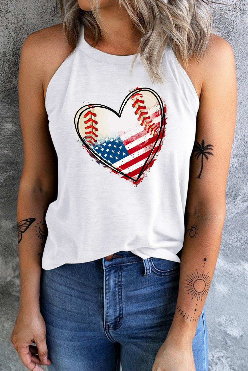 US Flag Heart Graphic Tank-Teresa&#39;s Fashionista LLC