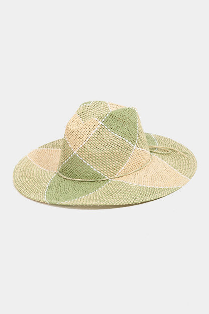 Fame Contrast Straw Braid Hat-Teresa&#39;s Fashionista LLC