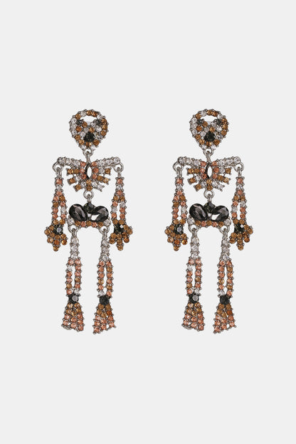 Skeleton Shape Glass Stone Dangle Earrings-Teresa&#39;s Fashionista LLC