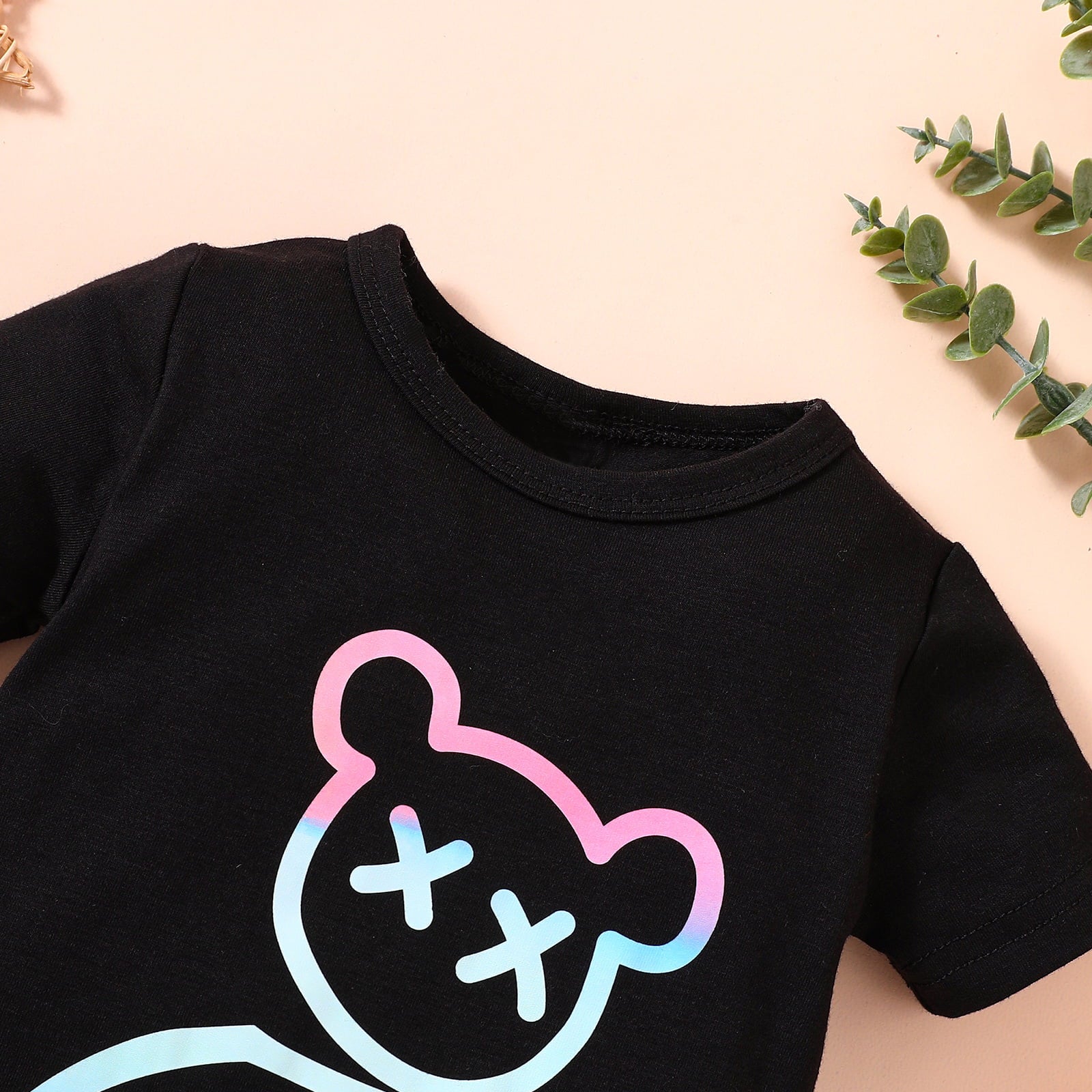 Baby Bear Graphic Short Sleeve Romper-Teresa&#39;s Fashionista LLC