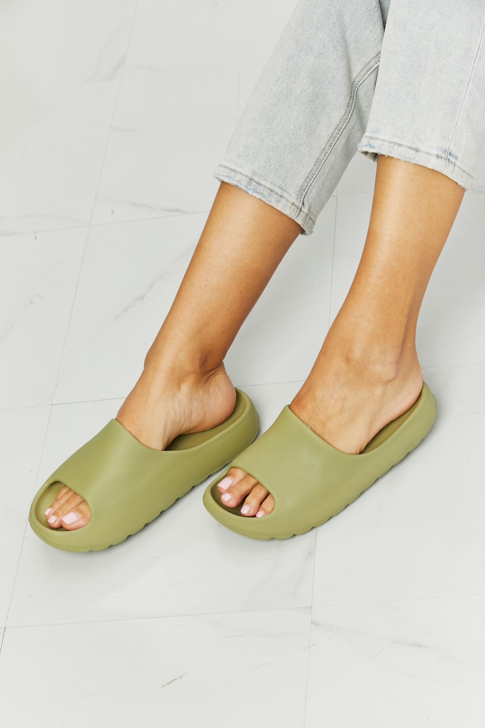 NOOK JOI In My Comfort Zone Slides in Green-Teresa&#39;s Fashionista LLC